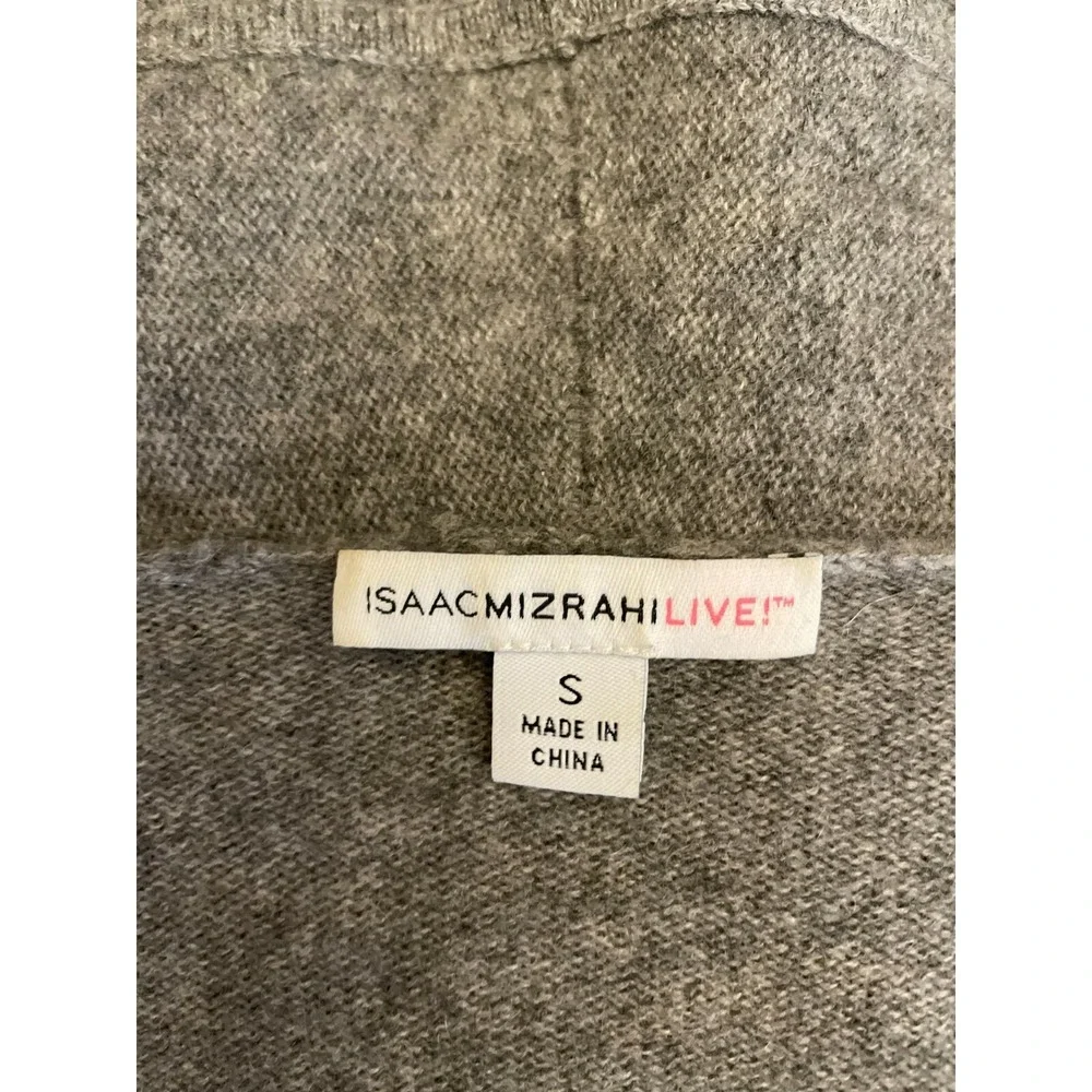 Isaac Mizrahi Live! Womens Open Front Cardigan Sweater Small Gray 100% Cashmere‎